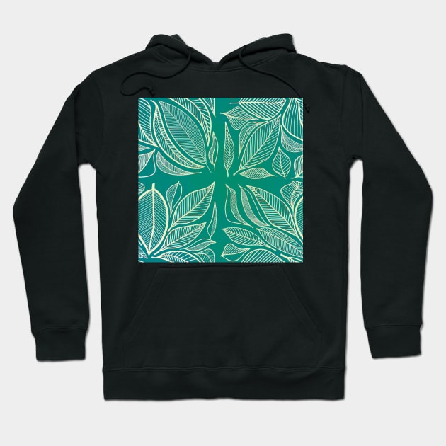 Teal Tropical Feathers Hoodie by CarrieBrose